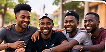 A group of young men laughing together